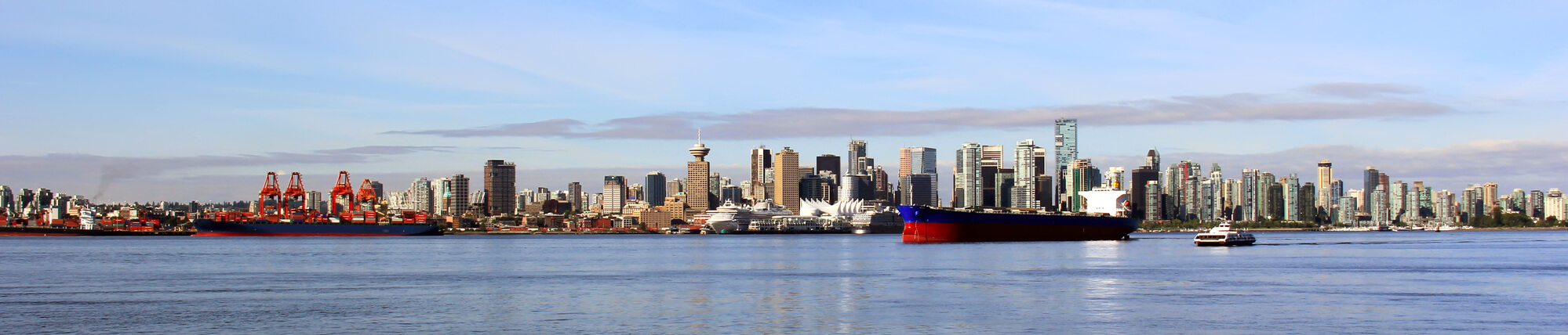 <br />
Vancouver Canada panoramic cityscape with ships 